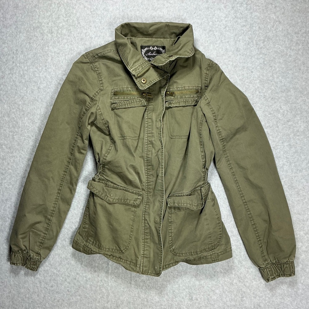 Ambiance Olive Green Utility Field Jacket Small Cinched Waist Military Style